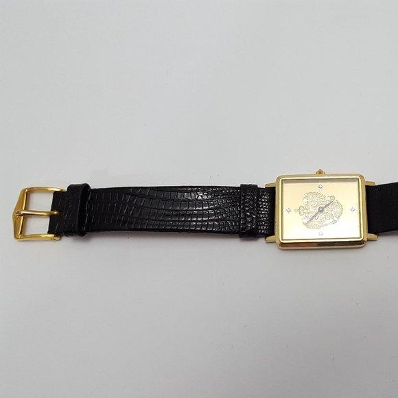 18kt Yellow Gold Franklin Mint Royal Crest Tank Leather Band Men's Watch 24mm - Picture 8 of 11